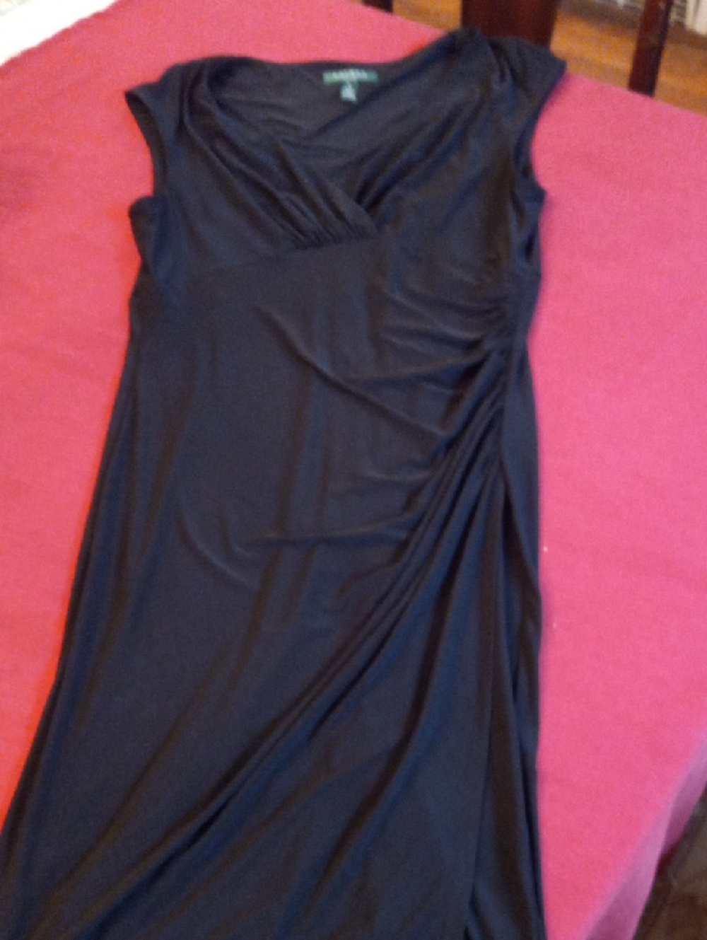 Ralph Lauren Black Ruched Midi Dress NWOT - Picture 5 of 11